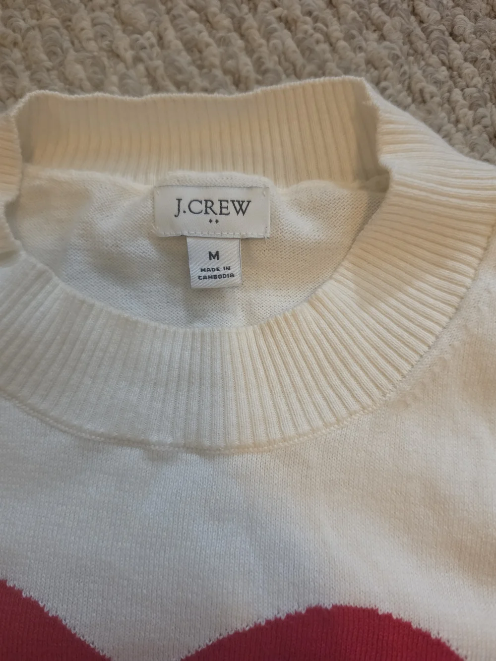 J. Crew Cream and Navy Striped Sweater with Red Heart